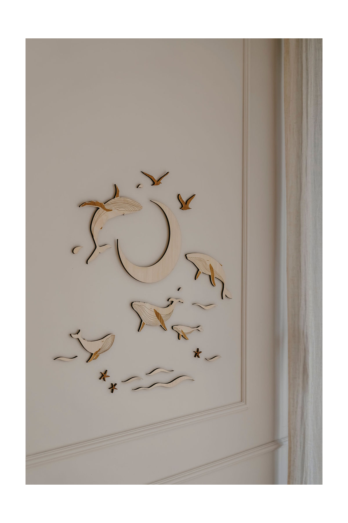 copy of set of wooden wall decorations - whales