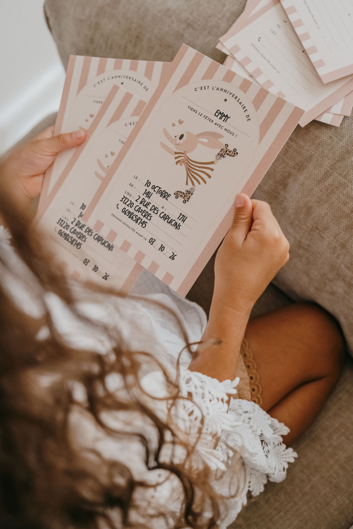 Set d’invitations anniversaire - lapin Suzie