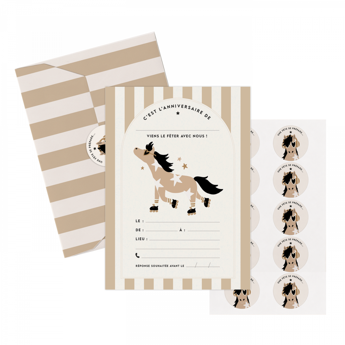 Set d’invitations anniversaire - poney Billy